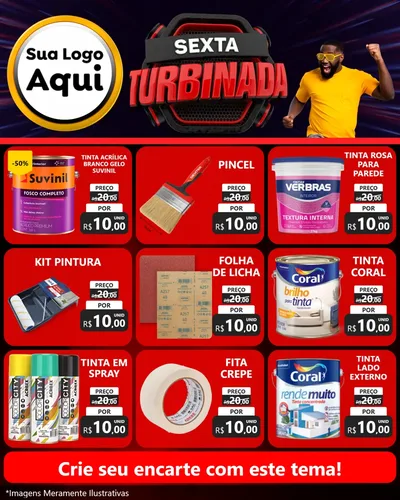 Modelo de Rede Social para Feed Instagram com o tema Sexta Turbinada para Tintas e Ferramentas