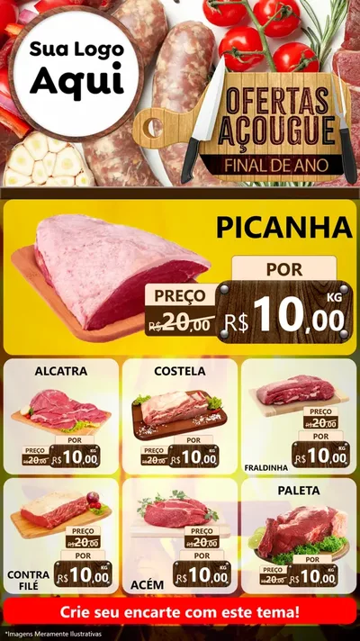 Modelo de Rede Social para Stories com o tema Ofertas Açougue - Fim de Ano para Açougue