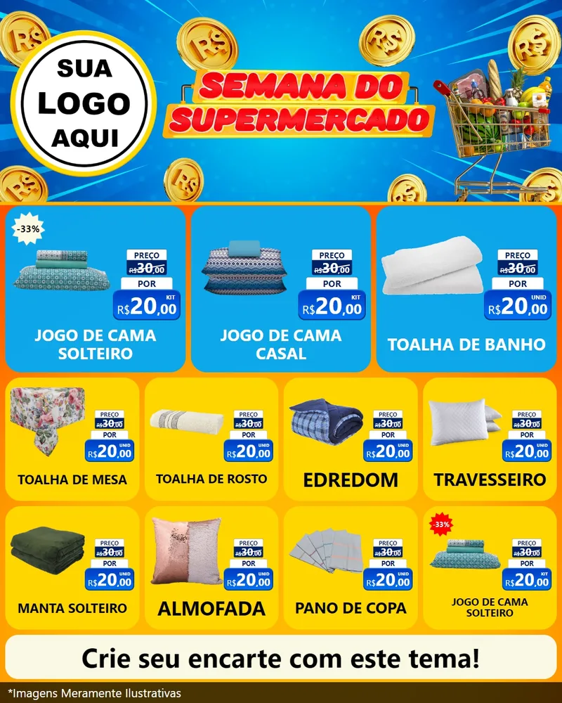 Modelo de Rede Social para Feed Instagram com o tema Semana do Supermercado para Cama, Mesa e Banho