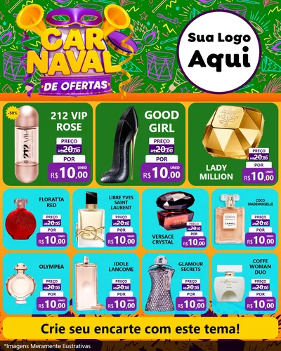 Modelo de Rede Social para Feed Instagram com o tema Carnaval de Ofertas para Perfumes