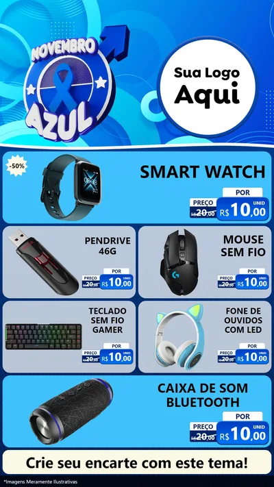 Modelo de TV para TV Vertical com o tema Novembro Azul para Informática