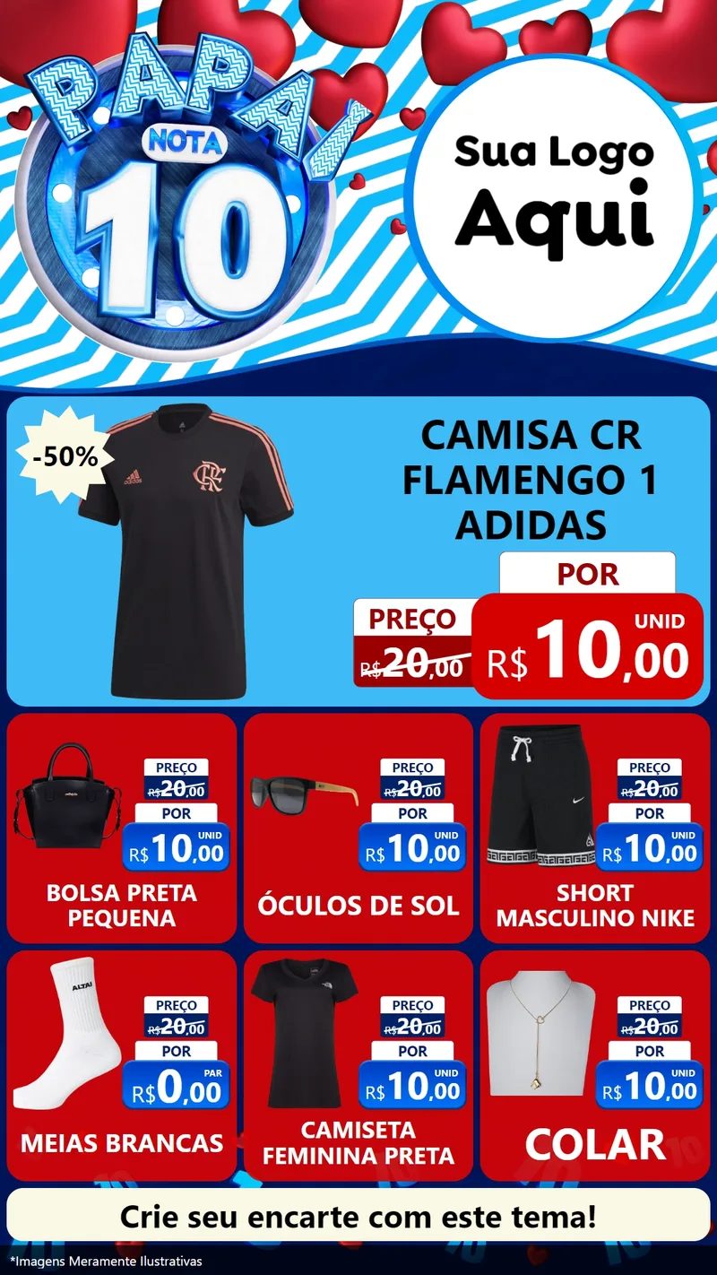 Modelo de Rede Social para Stories com o tema Papai Nota 10 para Roupas e acessórios