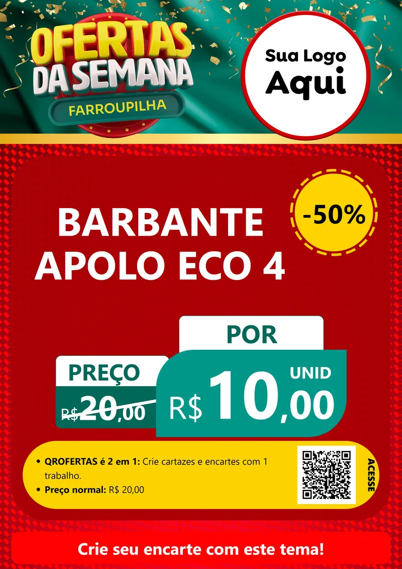 Modelo de Cartaz para Cartaz A4 Vertical com o tema Ofertas da Semana Farroupilha para Armarinho e Aviamentos