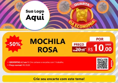 Modelo de Cartaz para Cartaz A4 Horizontal com o tema Quarta da Economia para Papelaria