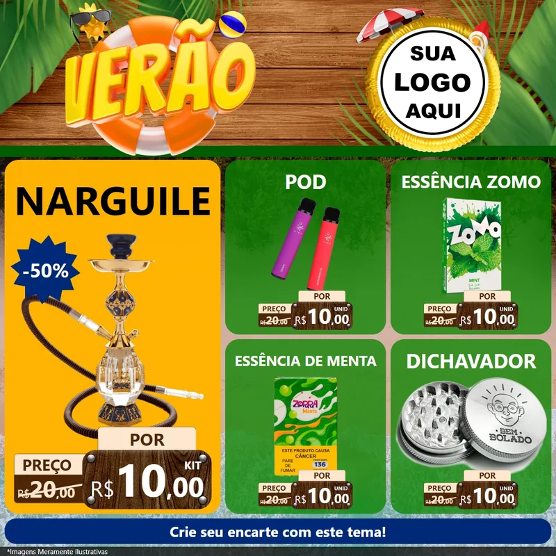 Modelo de Rede Social para Feed Facebook com o tema Verão para Tabacaria