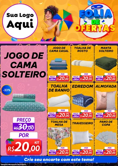 Modelo de Encarte para Encarte A4 Vertical com o tema Folia de Ofertas para Cama, Mesa e Banho