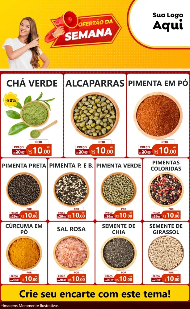 Modelo de Encarte para Encarte Grande com o tema Ofertão da Semana para Produtos Naturais