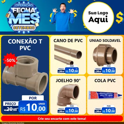 Modelo de Rede Social para Feed Facebook com o tema Operação Fecha Mês Setembro para Tubos e conexões