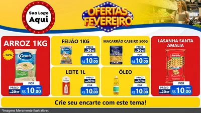 Modelo de TV para TV Horizontal com o tema Ofertas de Fevereiro para Supermercado