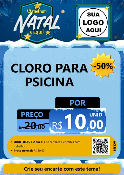 Modelo de Cartaz para Cartaz A4 Vertical com o tema O Melhor Natal É Aqui! para Produtos para Piscina