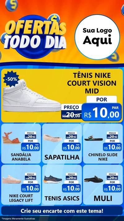 Modelo de Rede Social para Stories com o tema Ofertas Todo Dia para Calçados