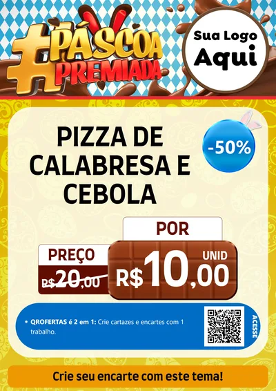 Modelo de Cartaz para Cartaz A4 Vertical com o tema Páscoa Premiada para Pizzaria
