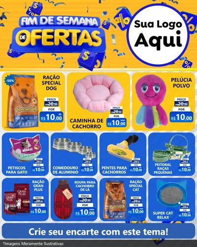 Modelo de Rede Social para Feed Instagram com o tema Fim de Semana de Ofertas para Pet Shop