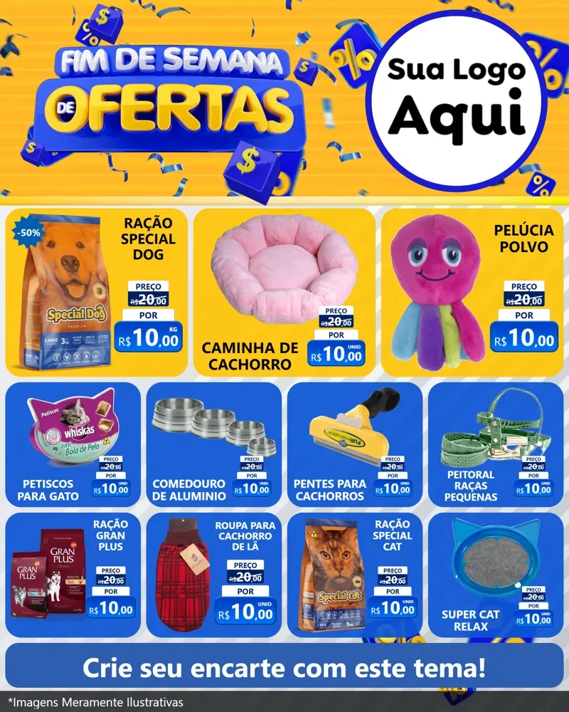 Modelo de Rede Social para Feed Instagram com o tema Fim de Semana de Ofertas para Pet Shop