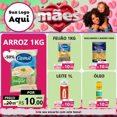 Modelo de Rede Social para Feed Facebook com o tema Dia das Mães para Supermercado