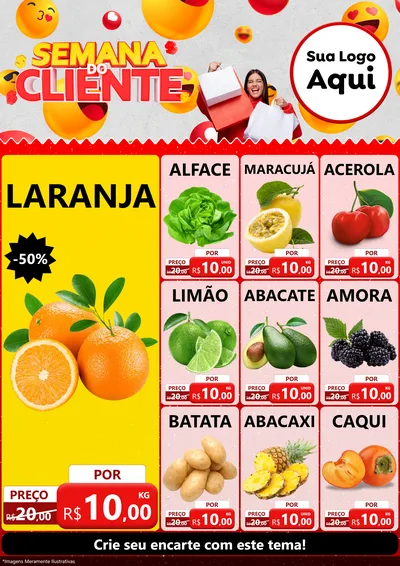 Modelo de Encarte para Encarte A4 Vertical com o tema Semana do Cliente para Hortifrúti