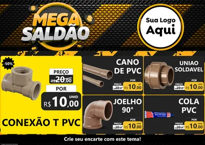 Modelo de Encarte para Encarte A4 Horizontal com o tema Mega Saldão para Tubos e conexões