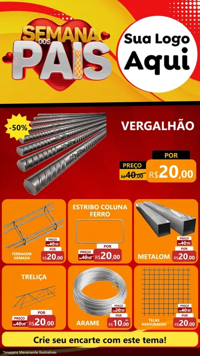 Modelo de Rede Social para Stories com o tema Semana Dos Pais para Ferragens