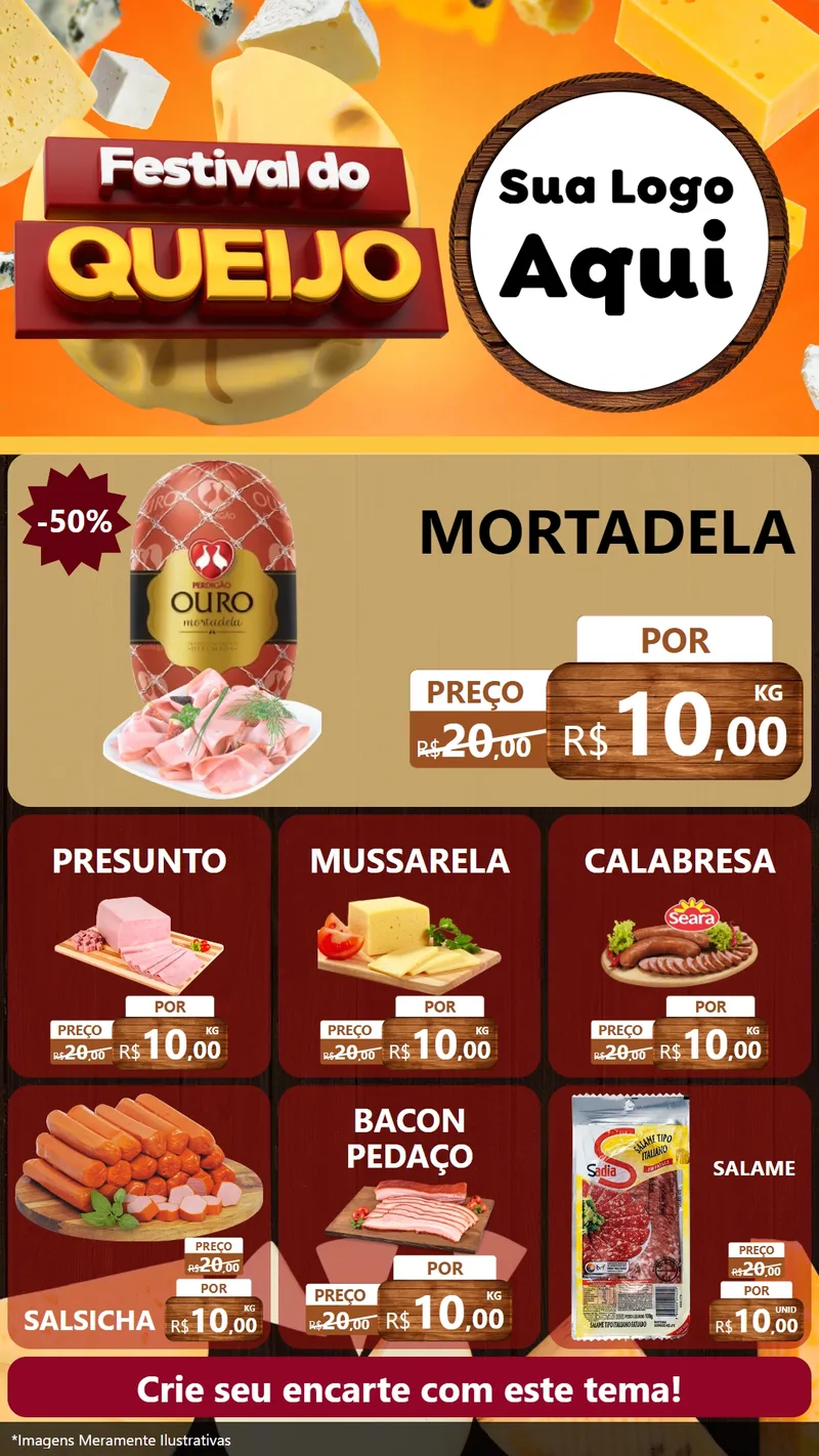 Modelo de Rede Social para Stories com o tema Festival do Queijo para Frios e Laticínios