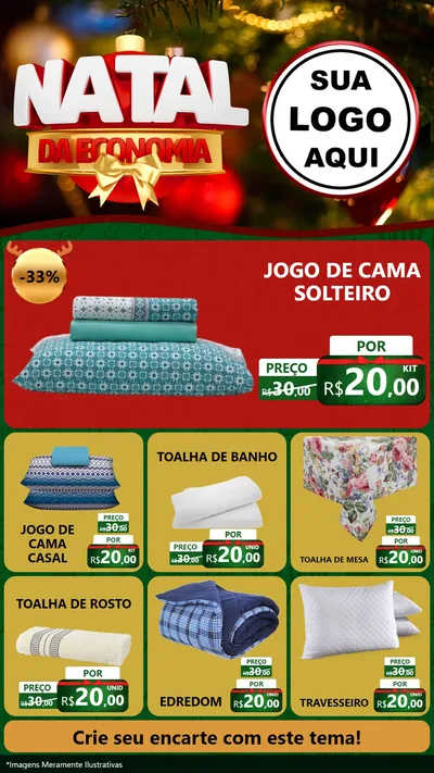 Modelo de Rede Social para Stories com o tema Natal da Economia para Cama, Mesa e Banho