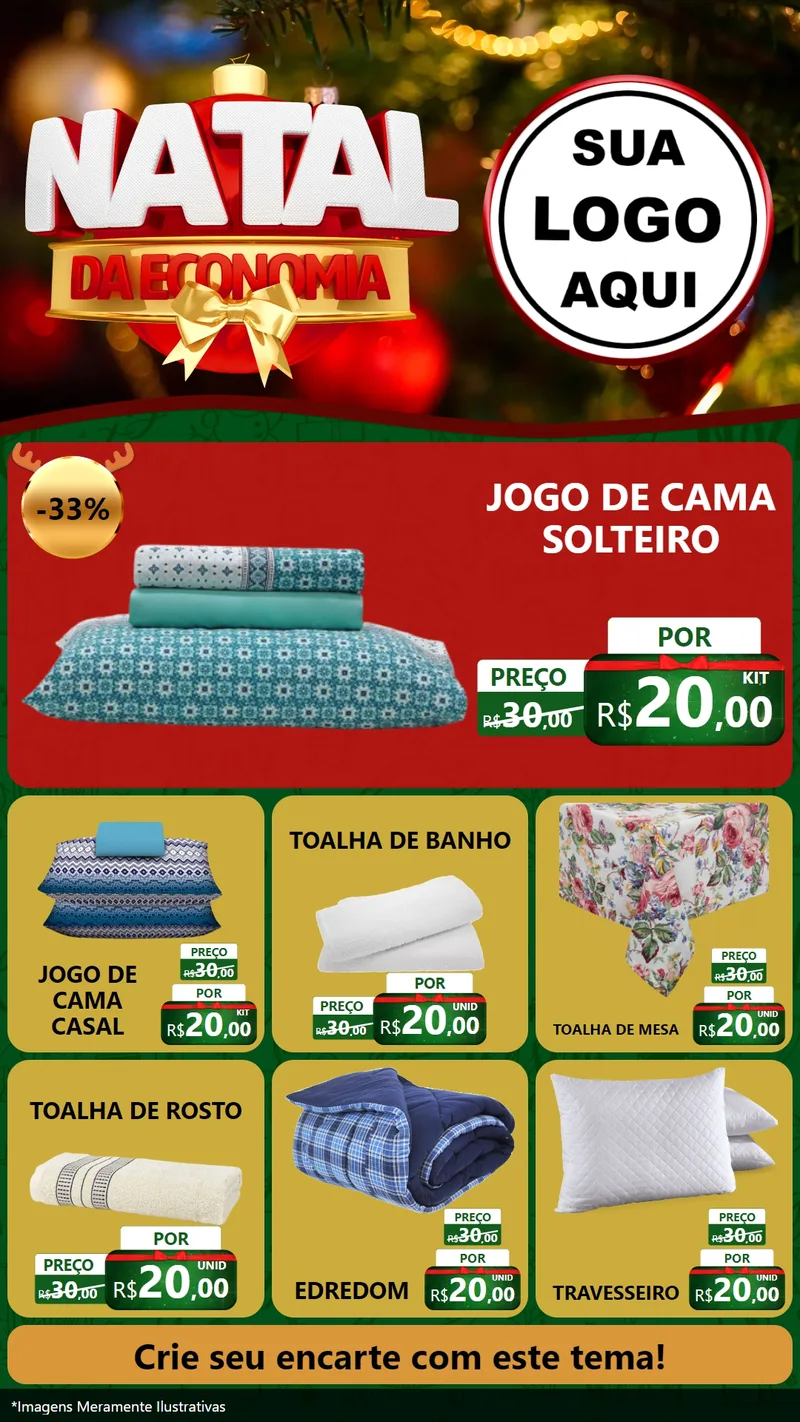 Modelo de Rede Social para Stories com o tema Natal da Economia para Cama, Mesa e Banho