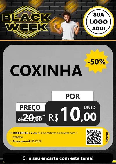 Modelo de Cartaz para Cartaz A4 Vertical com o tema Black Week para Salgadaria