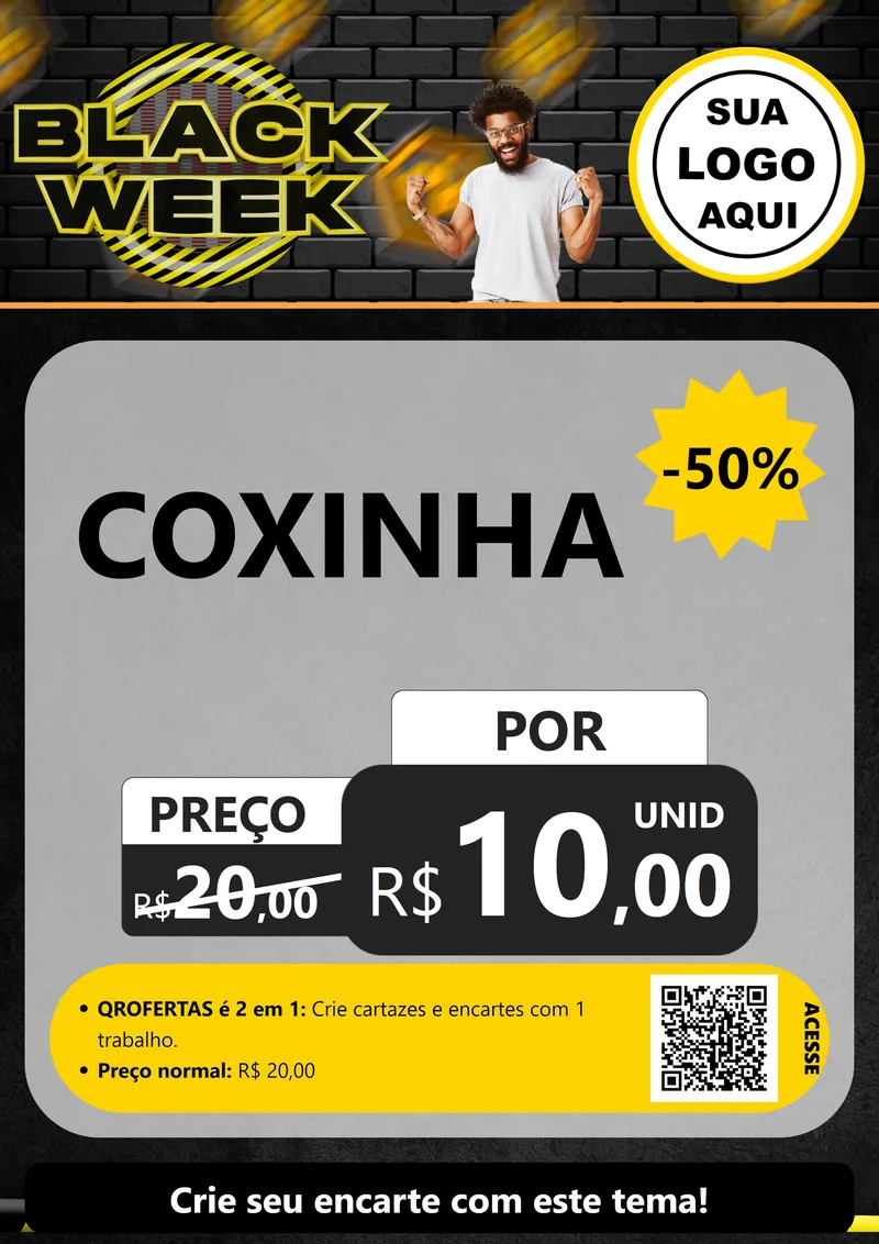 Modelo de Cartaz para Cartaz A4 Vertical com o tema Black Week para Salgadaria