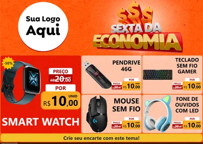 Modelo de Encarte para Encarte A4 Horizontal com o tema Sexta da Economia para Informática