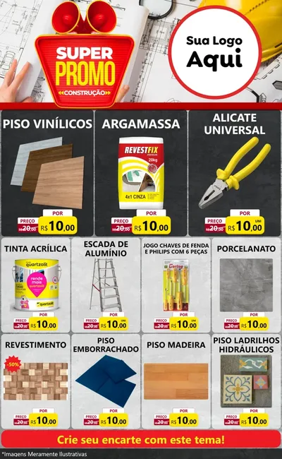 Modelo de Encarte para Encarte Grande com o tema Super Promoção Construção para Material para Construção