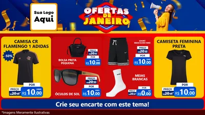 Modelo de TV para TV Horizontal com o tema Ofertas de Janeiro para Roupas e acessórios