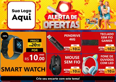 Modelo de Encarte para Encarte A4 Horizontal com o tema Alerta de Ofertas para Informática