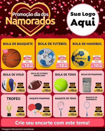 Modelo de Rede Social para Feed Instagram com o tema Promoção Dia Dos Namorados para Artigos Esportivos