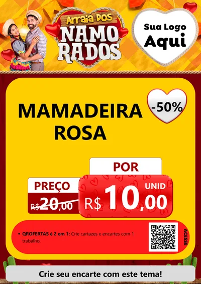 Modelo de Cartaz para Cartaz A4 Vertical com o tema Arraiá dos Namorados para Bebês
