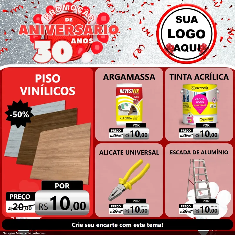 Modelo de Rede Social para Feed Facebook com o tema Promoção de Aniversário - 30 Anos para Material para Construção
