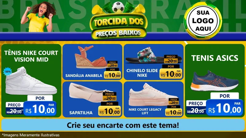Modelo de TV para TV Horizontal com o tema Torcida dos Preços Baixos para Calçados
