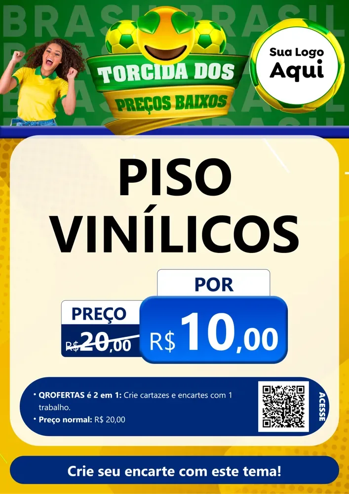 Modelo de Cartaz para Cartaz A4 Vertical com o tema Torcida dos Preços Baixos - Copa para Material para Construção