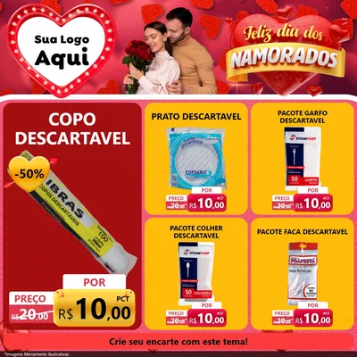 Modelo de Rede Social para Feed Facebook com o tema Feliz Dia Dos Namorados para Embalagens