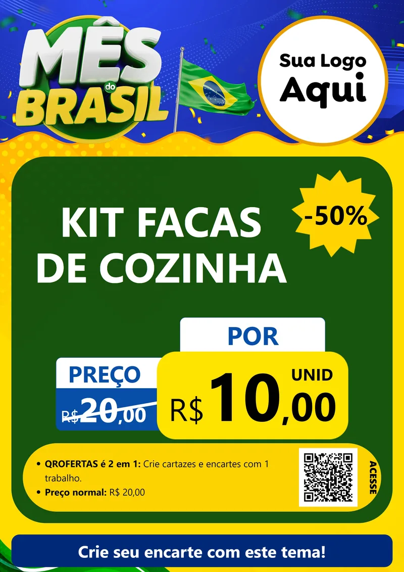 Modelo de Cartaz para Cartaz A4 Vertical com o tema Mês do Brasil para Utilidades Domésticas