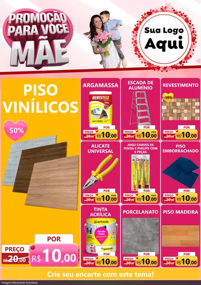 Modelo de Encarte para Encarte A4 Vertical com o tema Promoção Para Você Mãe para Material para Construção