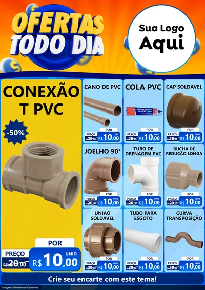 Modelo de Encarte para Encarte A4 Vertical com o tema Ofertas Todo Dia para Tubos e conexões