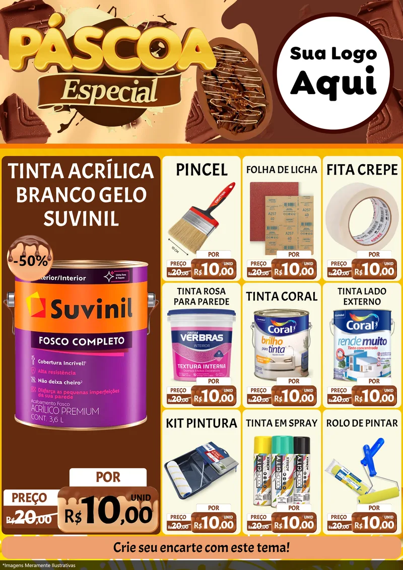 Modelo de Encarte para Encarte A4 Vertical com o tema Páscoa Especial para Tintas e Ferramentas