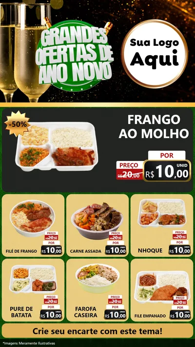 Modelo de Rede Social para Stories com o tema Grandes Ofertas de Ano Novo para Restaurante