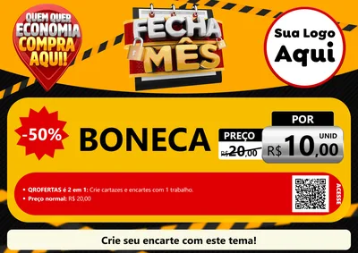Modelo de Cartaz para Cartaz A4 Horizontal com o tema Fecha Mês para Brinquedos