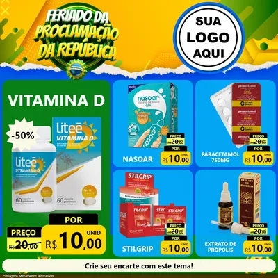 Modelo de Rede Social para Feed Facebook com o tema Feriado da Proclamação da República para Farmácia