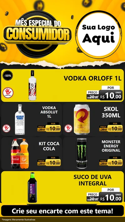 Modelo de TV para TV Vertical com o tema Mês Especial do Consumidor para Distribuidora de bebidas