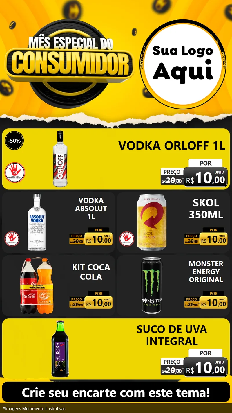 Modelo de TV para TV Vertical com o tema Mês Especial do Consumidor para Distribuidora de bebidas