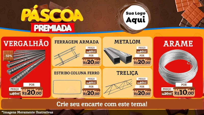 Modelo de TV para TV Horizontal com o tema Páscoa Premiada para Ferragens
