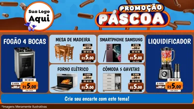 Modelo de TV para TV Horizontal com o tema Promoção Páscoa para Móveis e Eletro