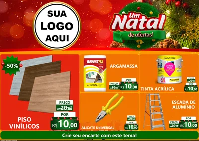 Modelo de Encarte para Encarte A4 Horizontal com o tema Um Natal de Ofertas para Material para Construção