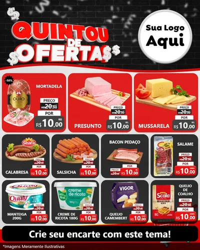 Modelo de Rede Social para Feed Instagram com o tema Quintou de Ofertas para Frios e Laticínios